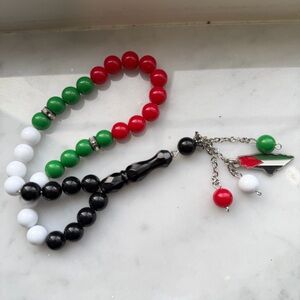 Palestine Flag Heavy Plastic Beads with Flag as Shown - Masbaha with Flag